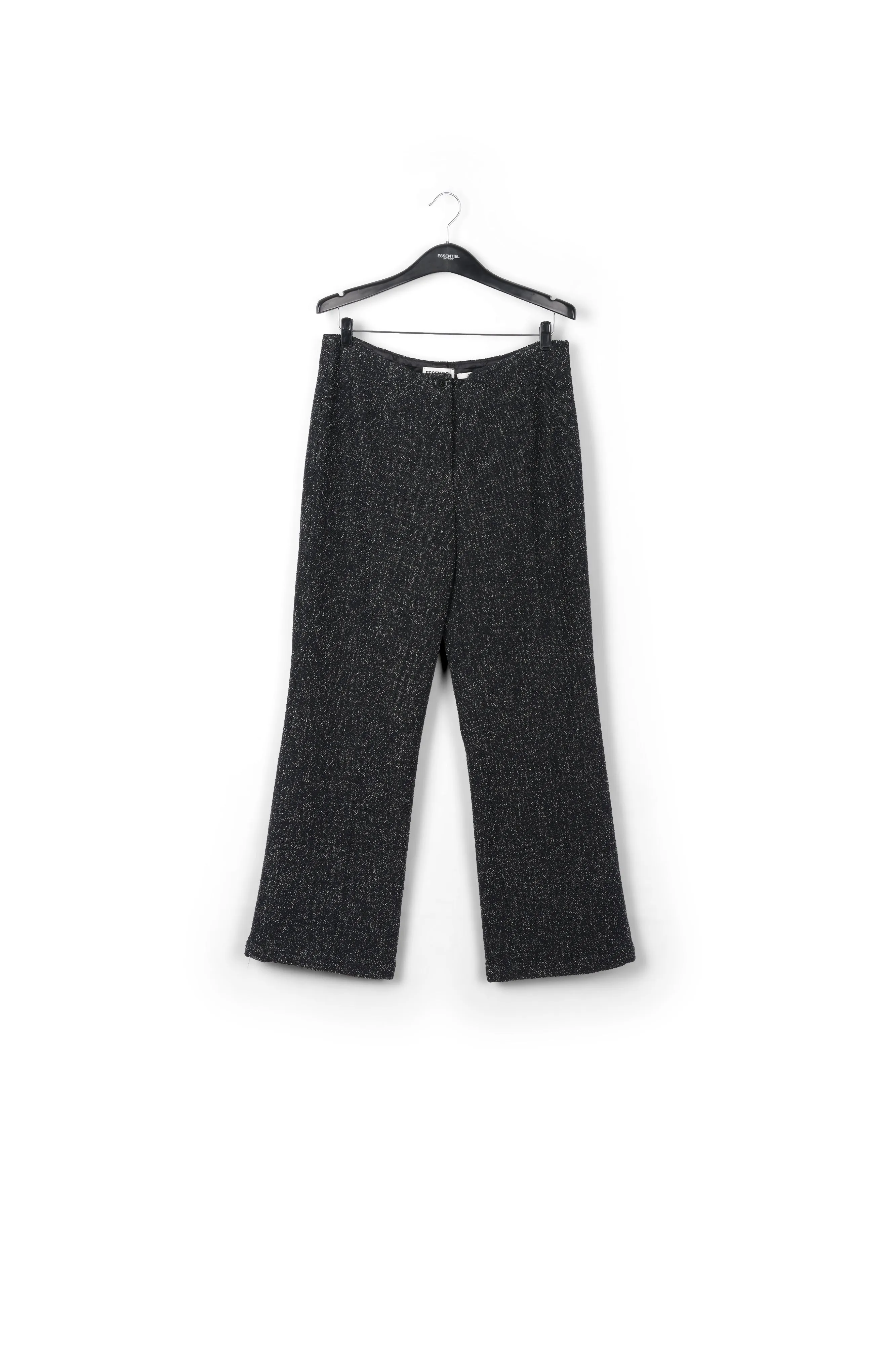 Black wide-leg bouclé pants