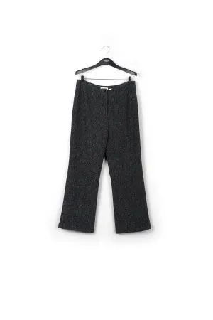 Black wide-leg bouclé pants
