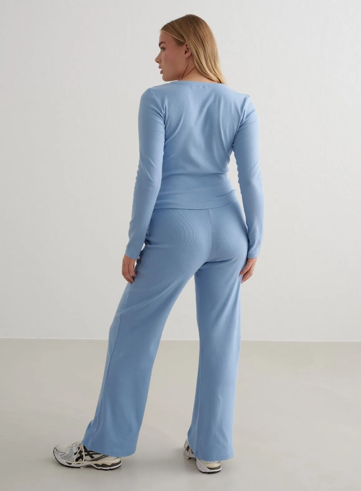 Blue Mist Ease Ribbed Wide Pants