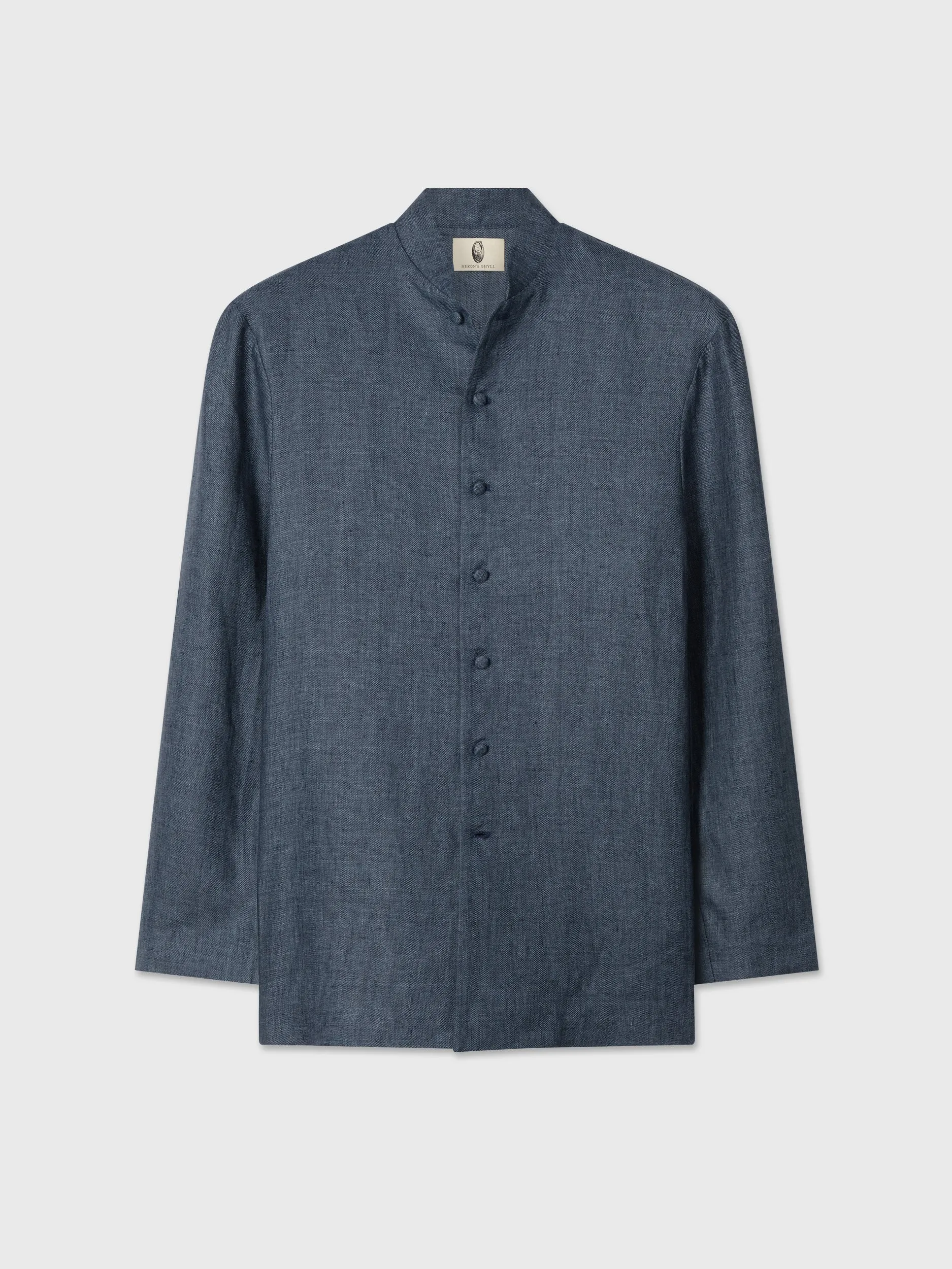 Blue Textured Linen Nehru Jacket