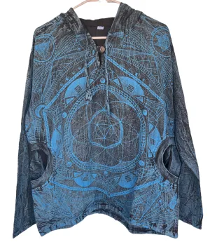 Boho blue pullover hoodie