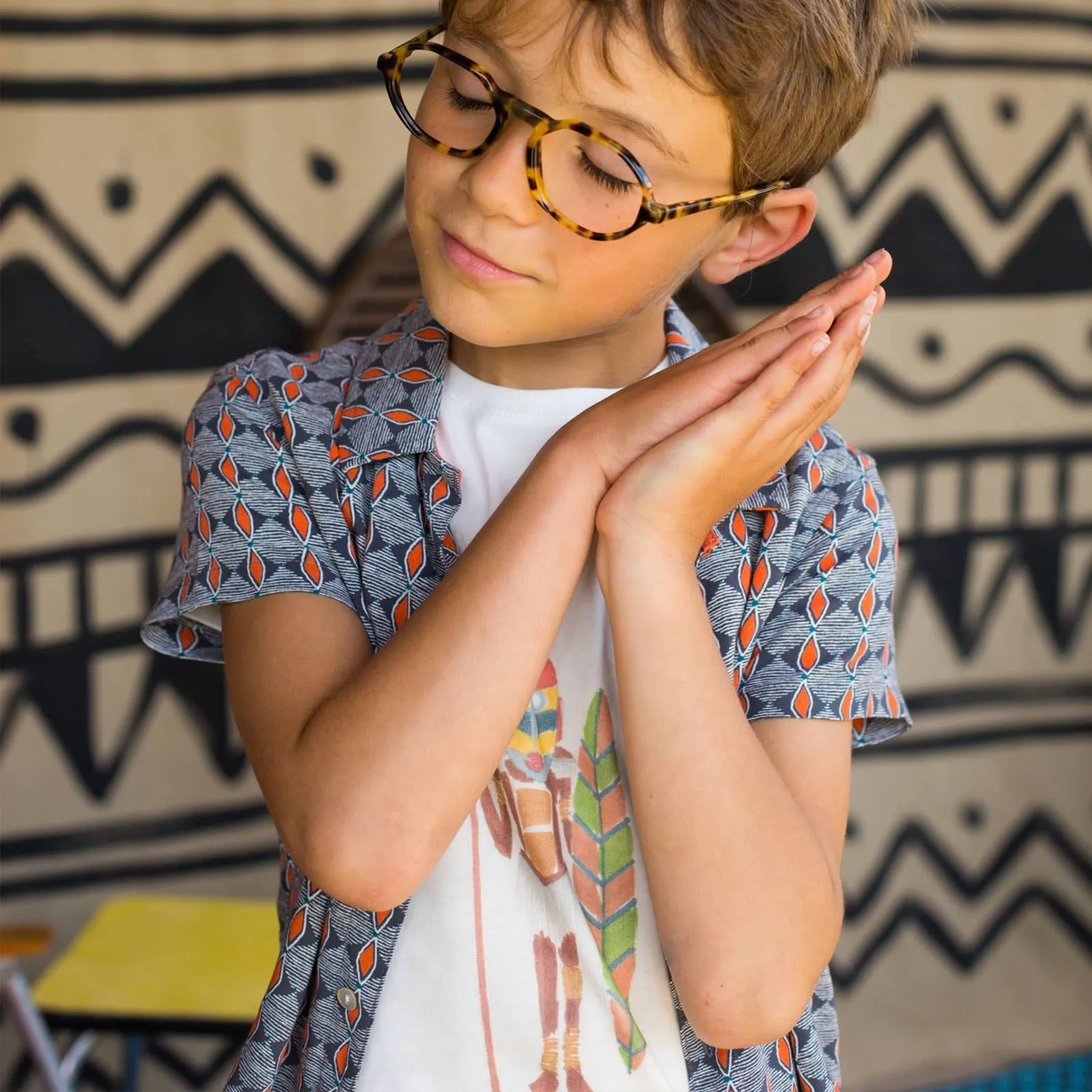 Boys White Phili Masai Print T Shirt