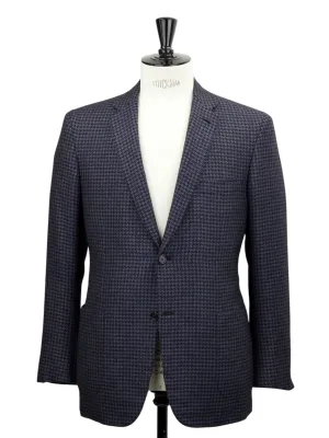 Brioni Dark Purple Cashmere & Silk Houndstooth Jacket