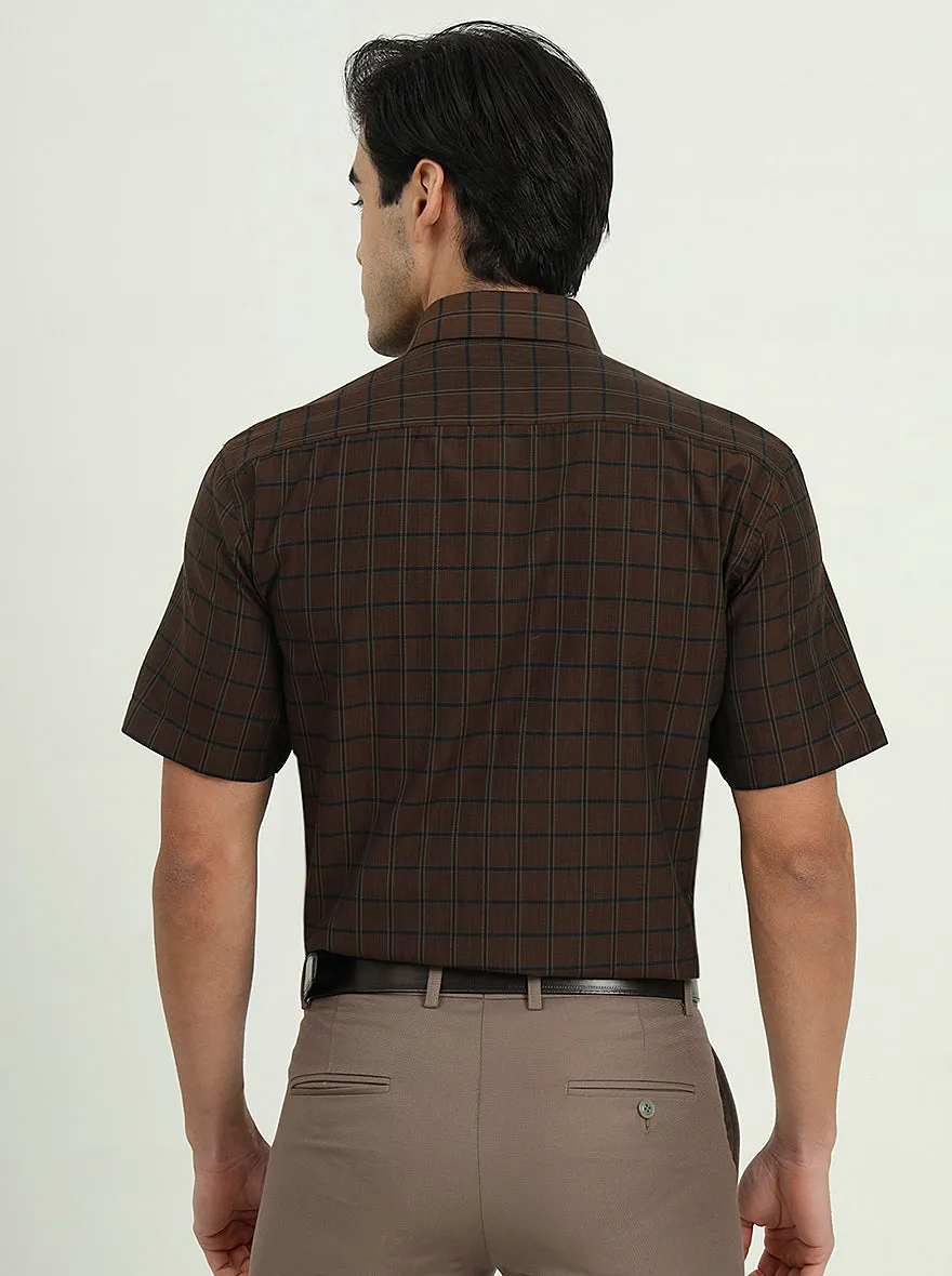 Brown & Green Checked Regular Fit Formal Shirt | Greenfire