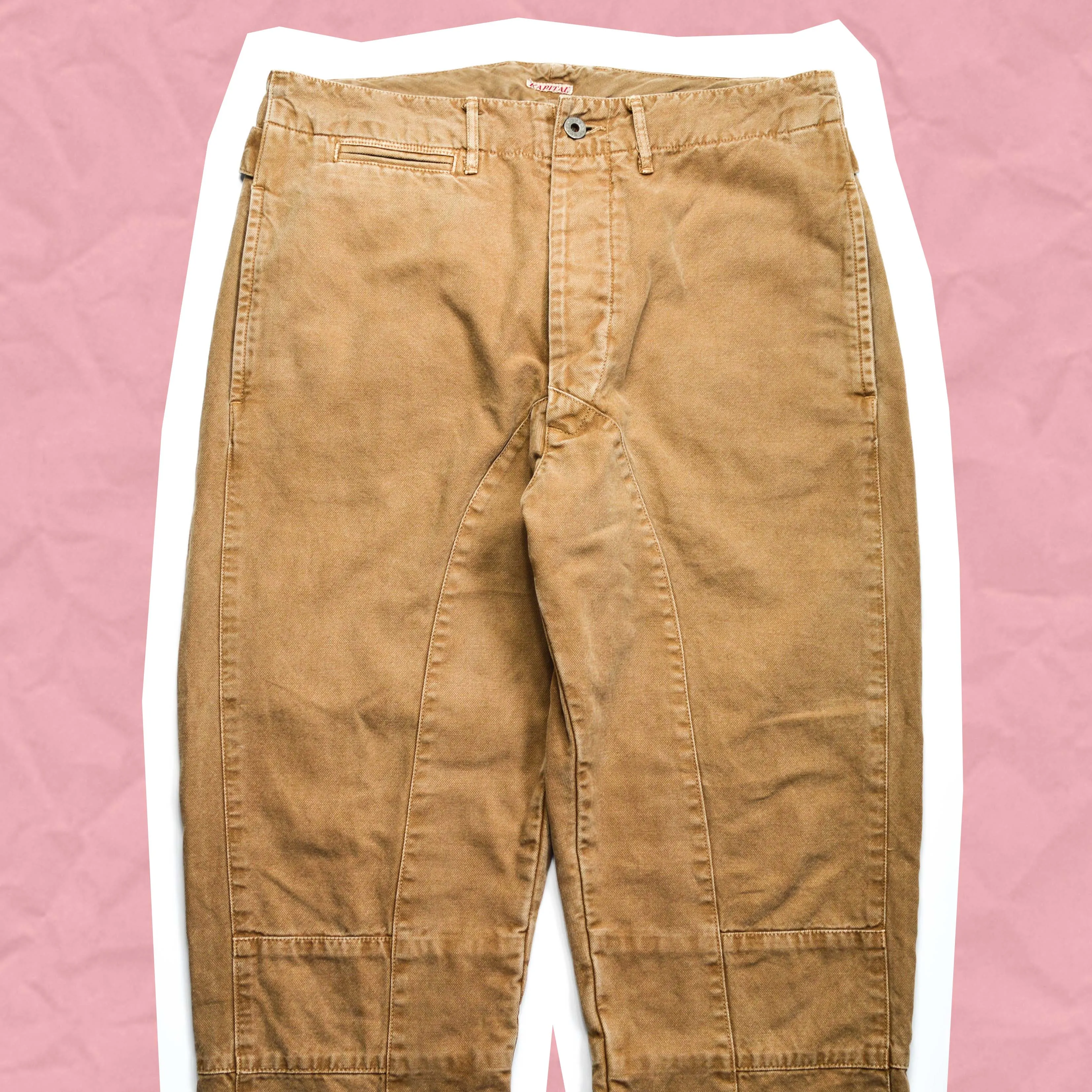 Brown Panelled Tapered Denim Pants (30~32)