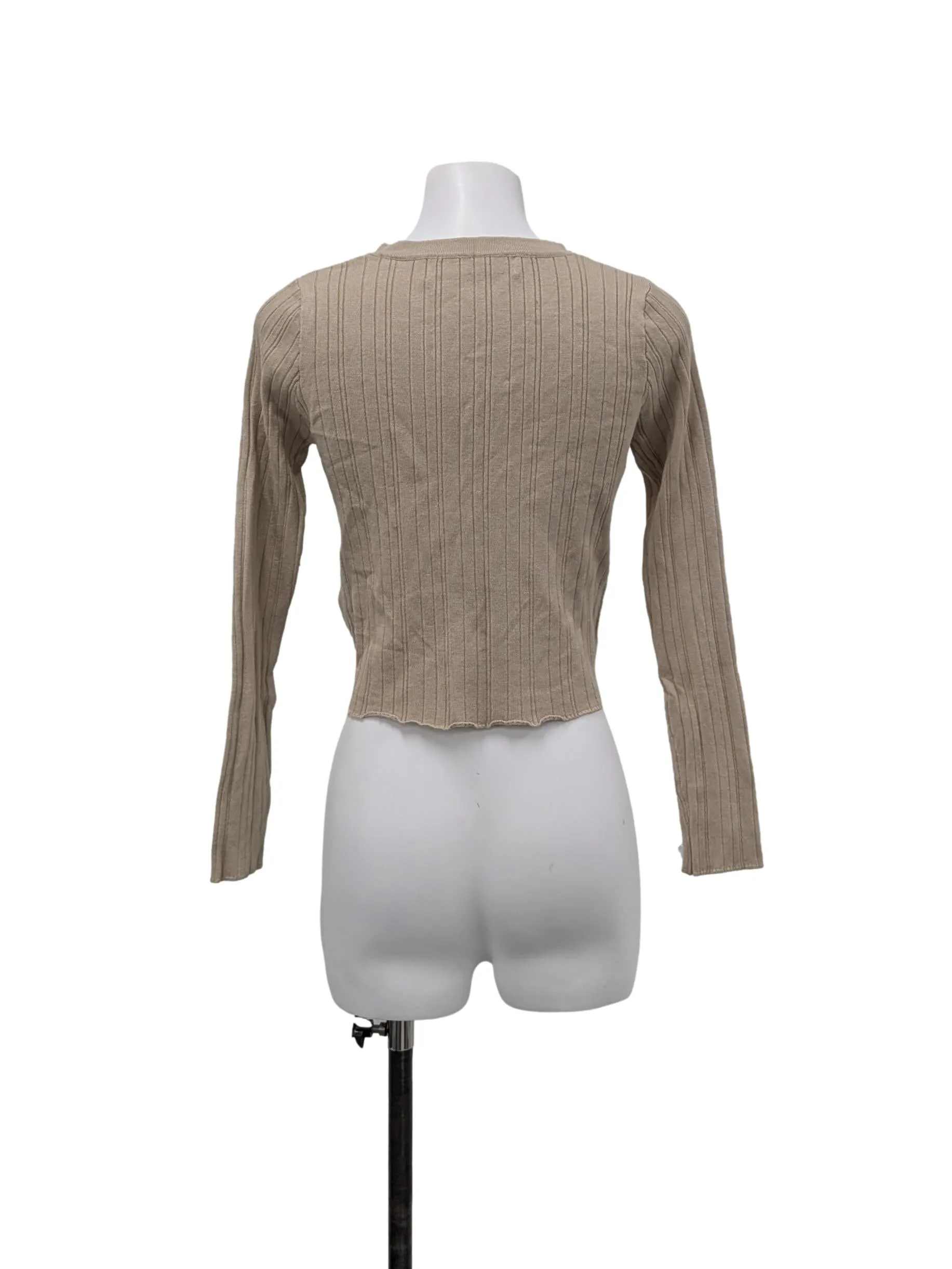 Brown Pleated Cardigan