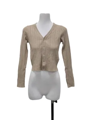 Brown Pleated Cardigan