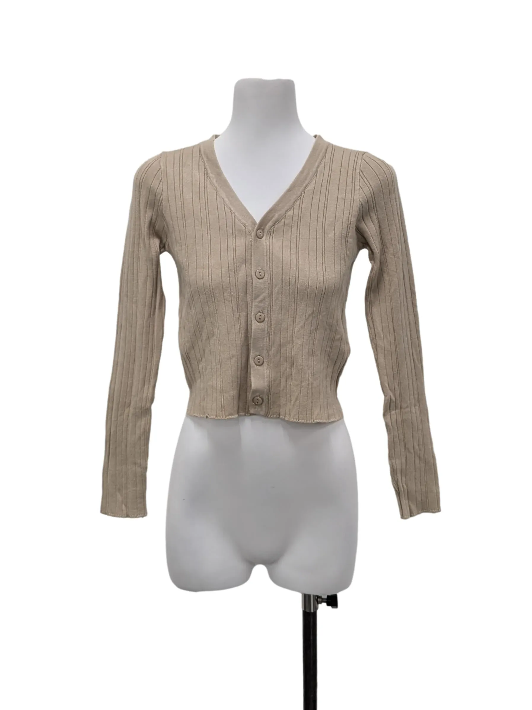 Brown Pleated Cardigan