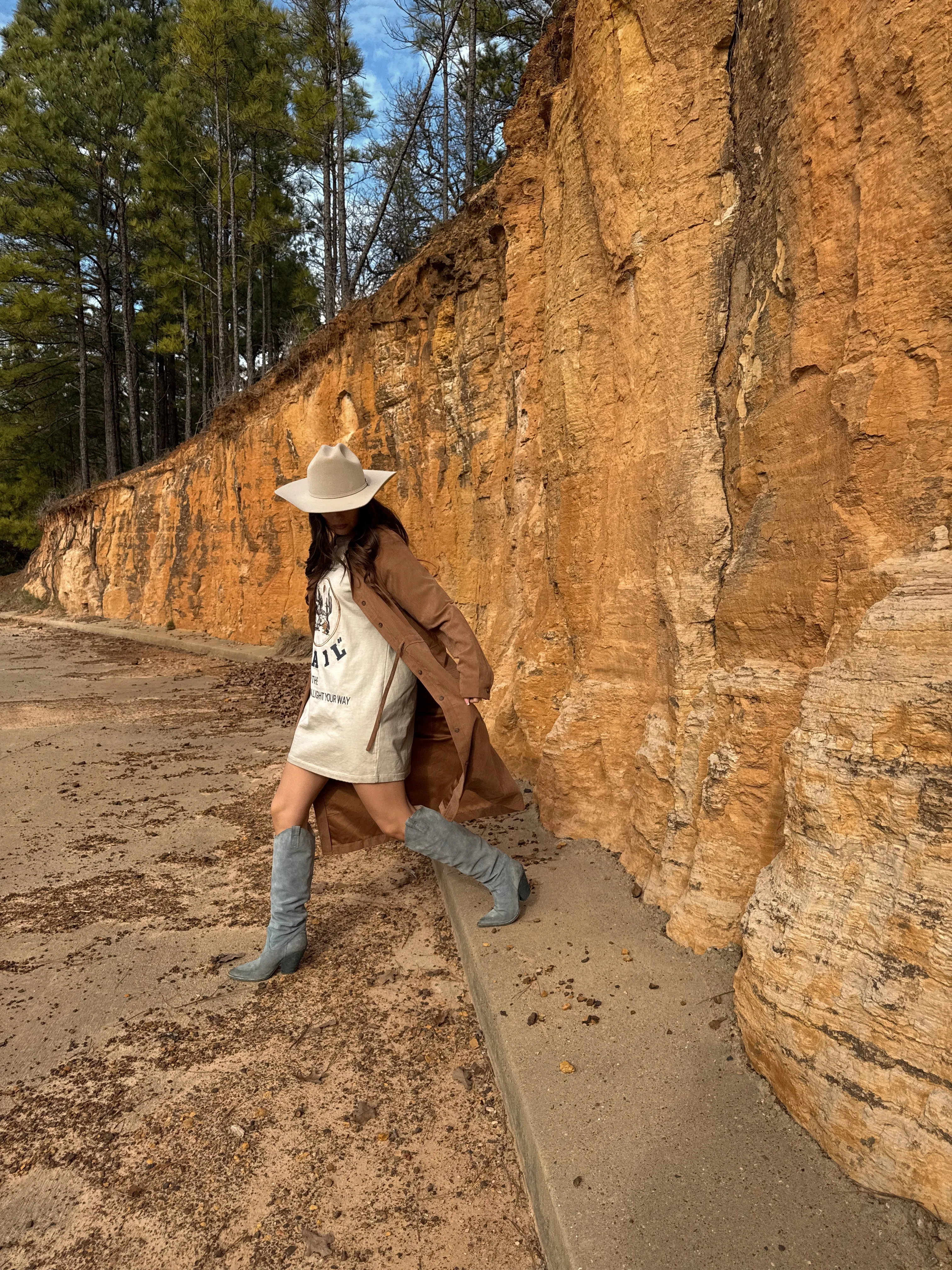 Brushed Brown Trench Coat