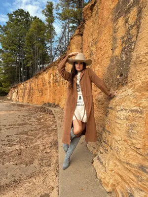 Brushed Brown Trench Coat