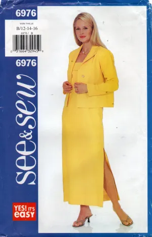 Butterick See & Sew 6976 EASY Womens Sundress and Jacket Out Of Print Sewing Pattern Size 12 - 16  UNCUT Factory Folded