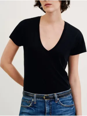 CAROL VNECK TEE SHIRT IN JET BLACK