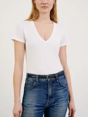 CAROL VNECK TEE SHIRT IN WHITE