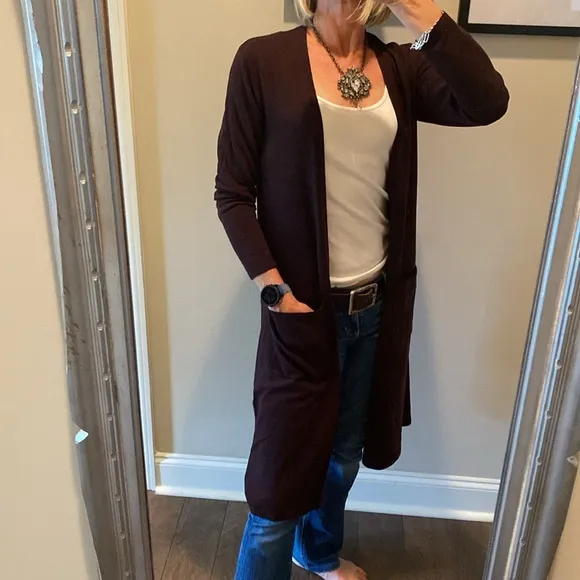 Cassis Wool Long Cardigan- Eileen Fisher