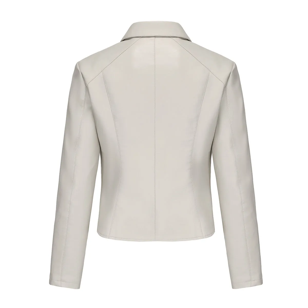Casual Short Rivets Thin Leather Jacket