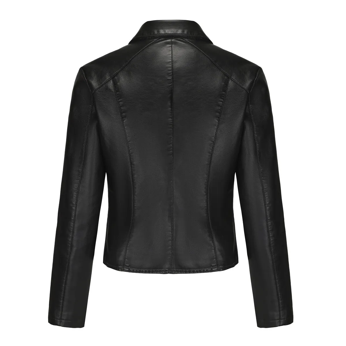 Casual Short Rivets Thin Leather Jacket