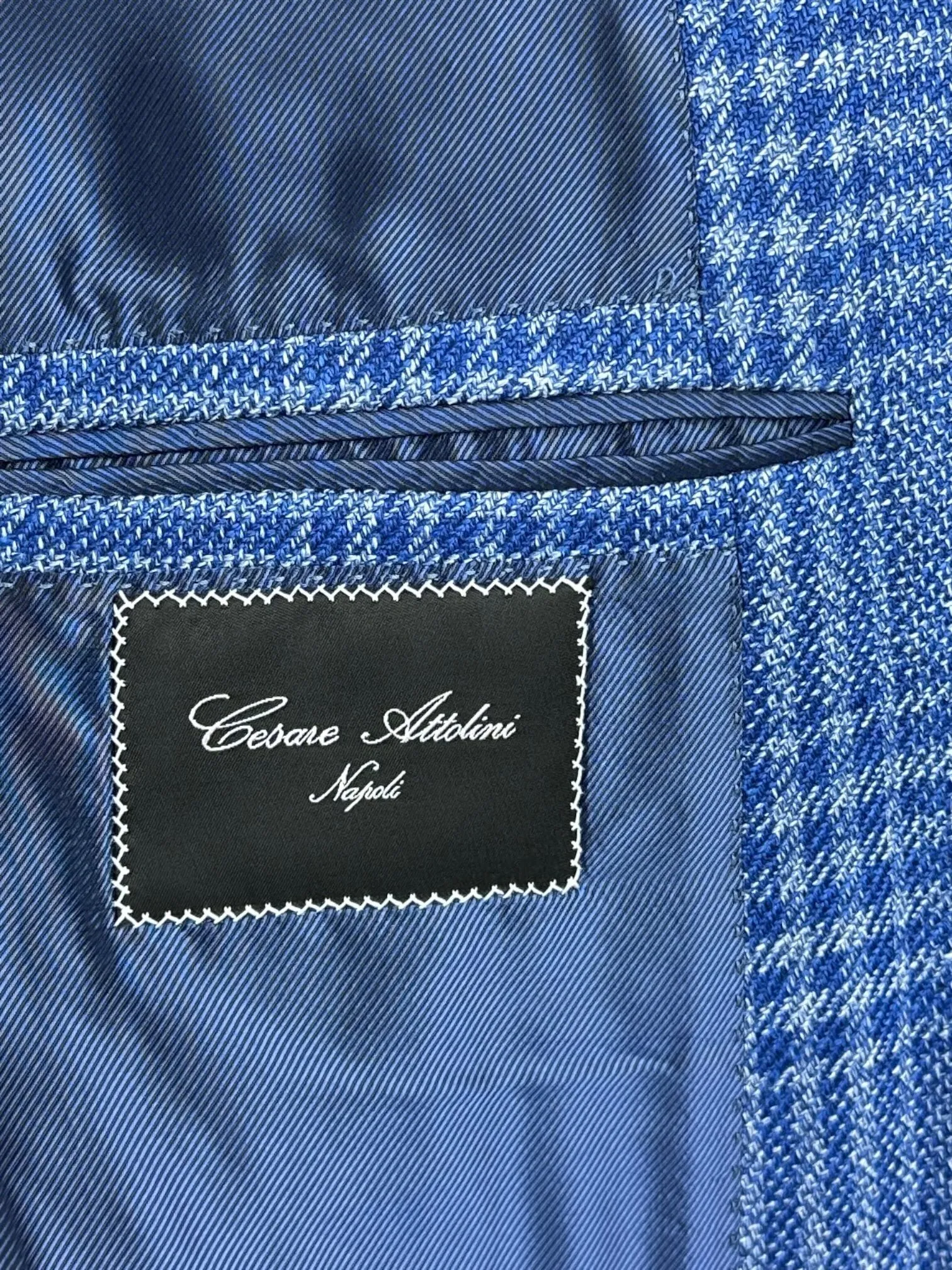 Cesare Attolini Azure Blue Wool, Silk & Linen Jacket