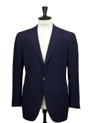 Cesare Attolini Dark Blue Wool-Bouclé Striped Jacket