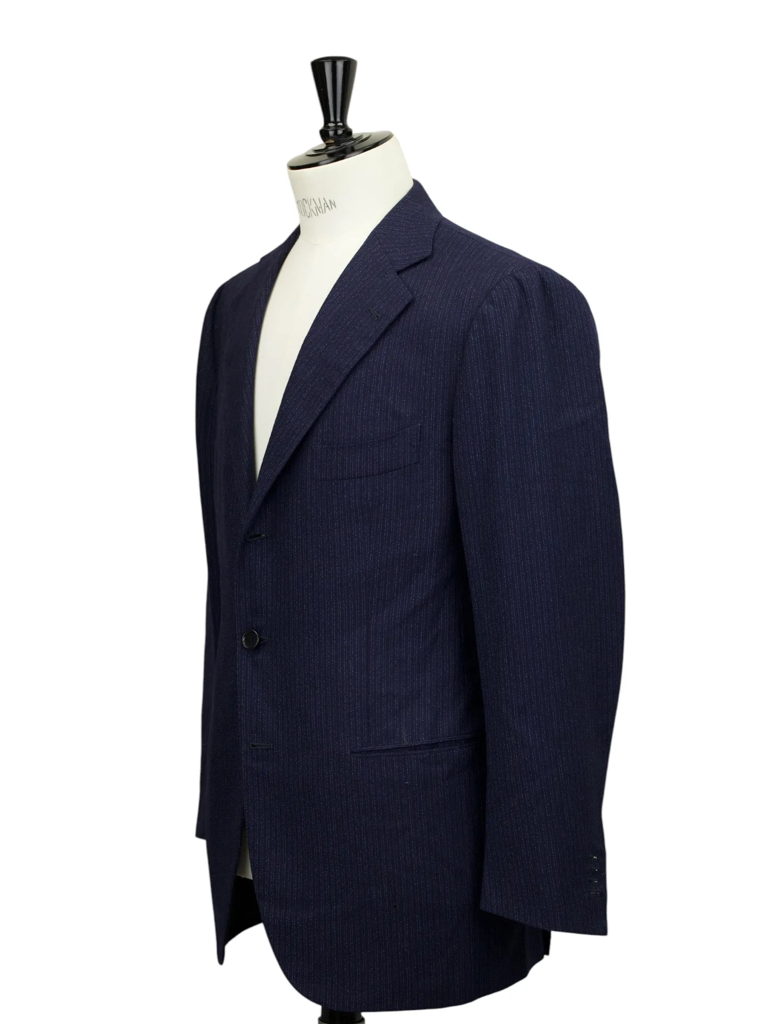 Cesare Attolini Dark Blue Wool-Bouclé Striped Jacket