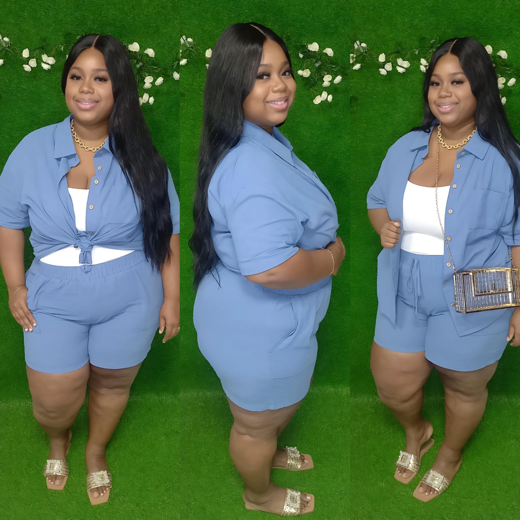 Chelsie Plus Size Shorts Set