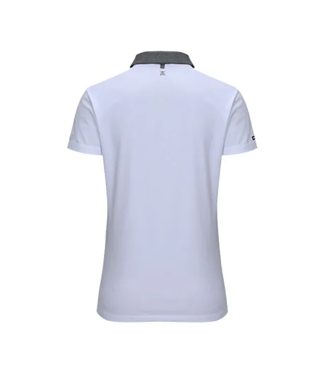 CHUCUCHU Women's Mesh Two-Tone Polo Top - White