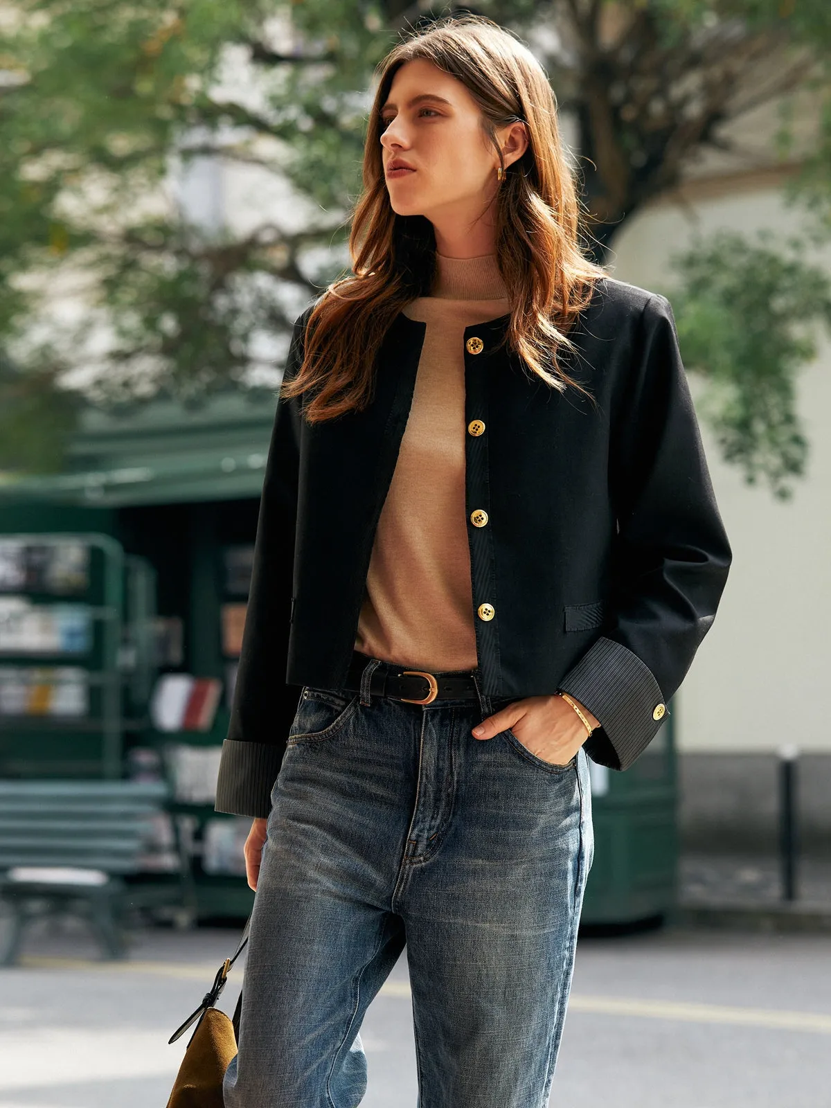 Classic Panelled Cropped Blazer
