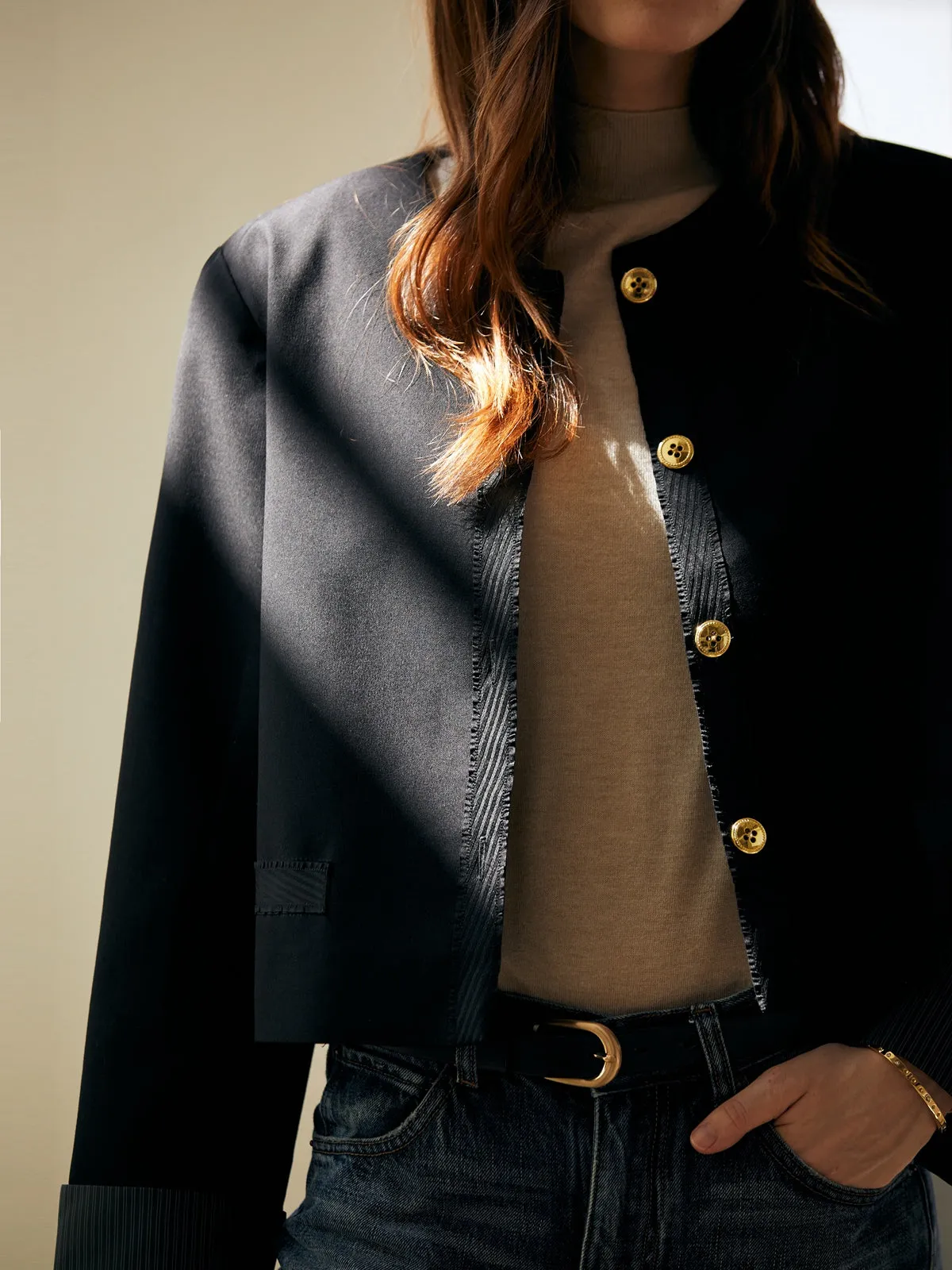 Classic Panelled Cropped Blazer