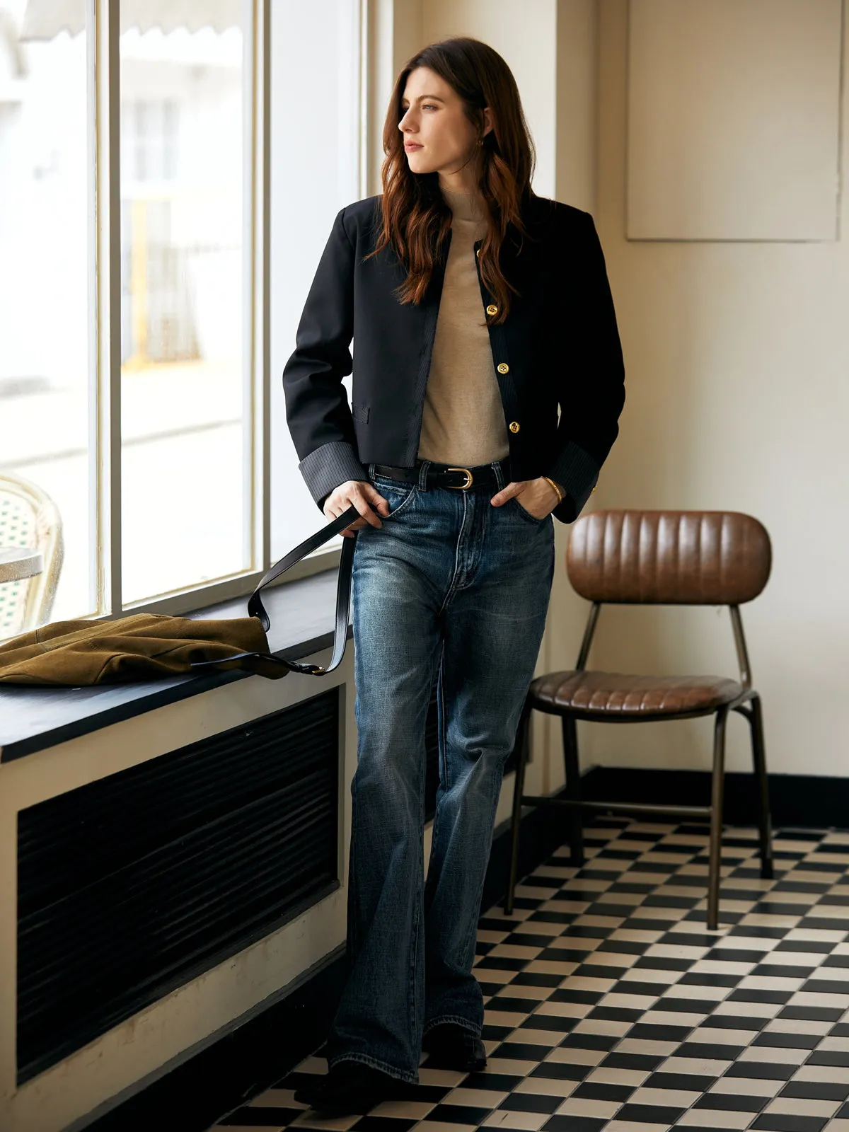 Classic Panelled Cropped Blazer