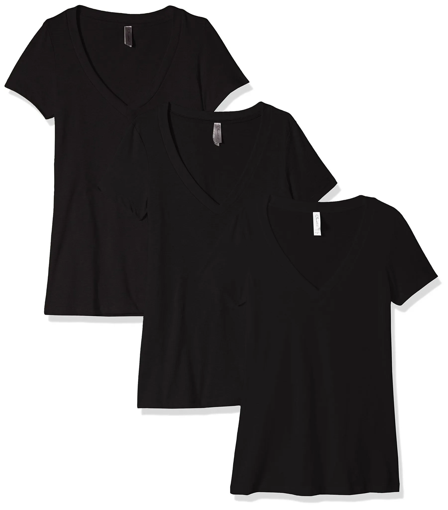 Clementine Women's Petite Plus Deep V Neck Tee (Pack of 3)