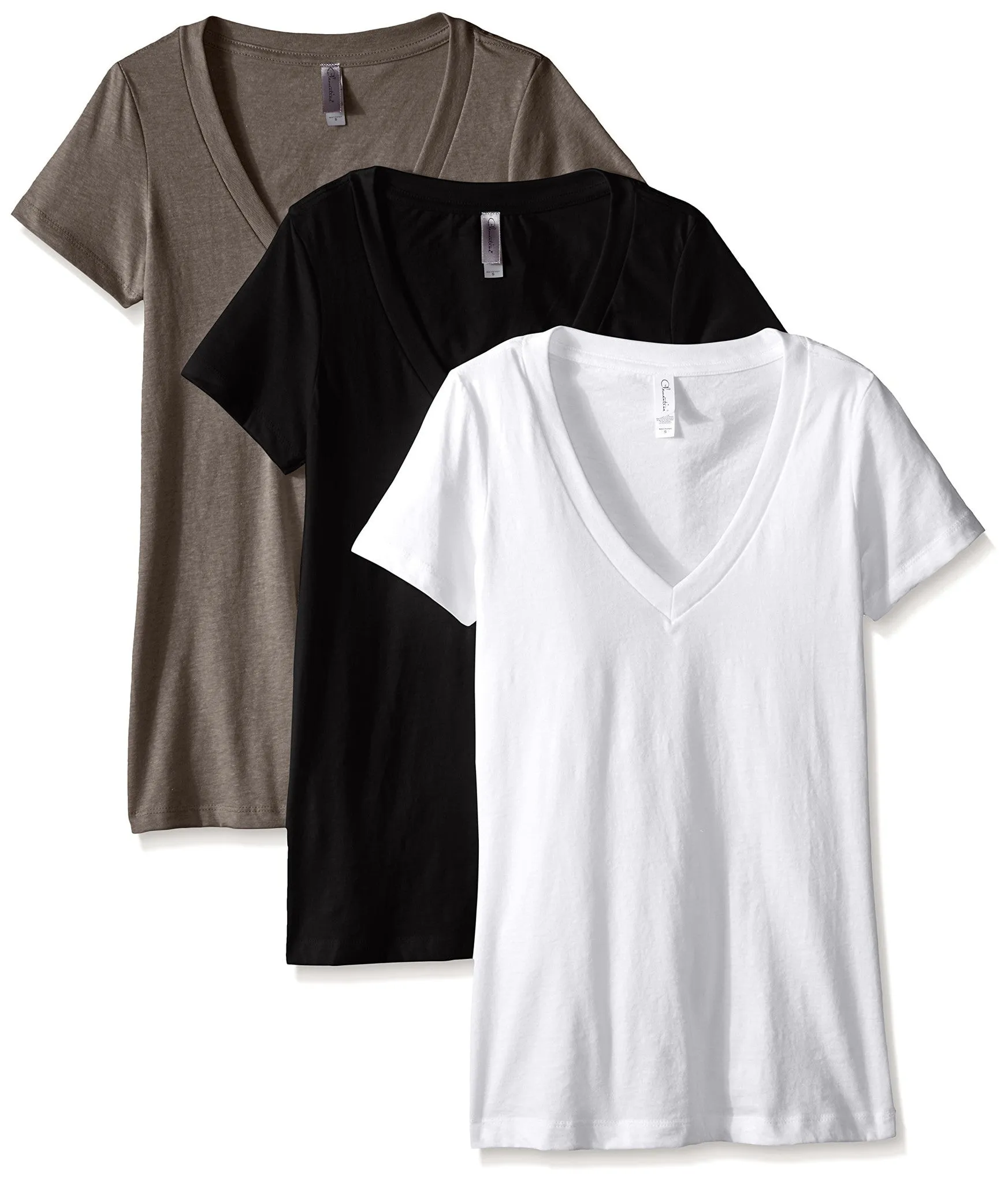 Clementine Women's Petite Plus Deep V Neck Tee (Pack of 3)