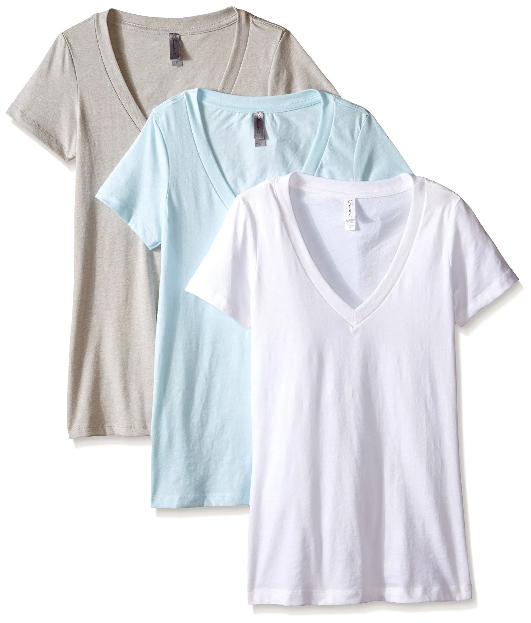 Clementine Women's Petite Plus Deep V Neck Tee (Pack of 3)