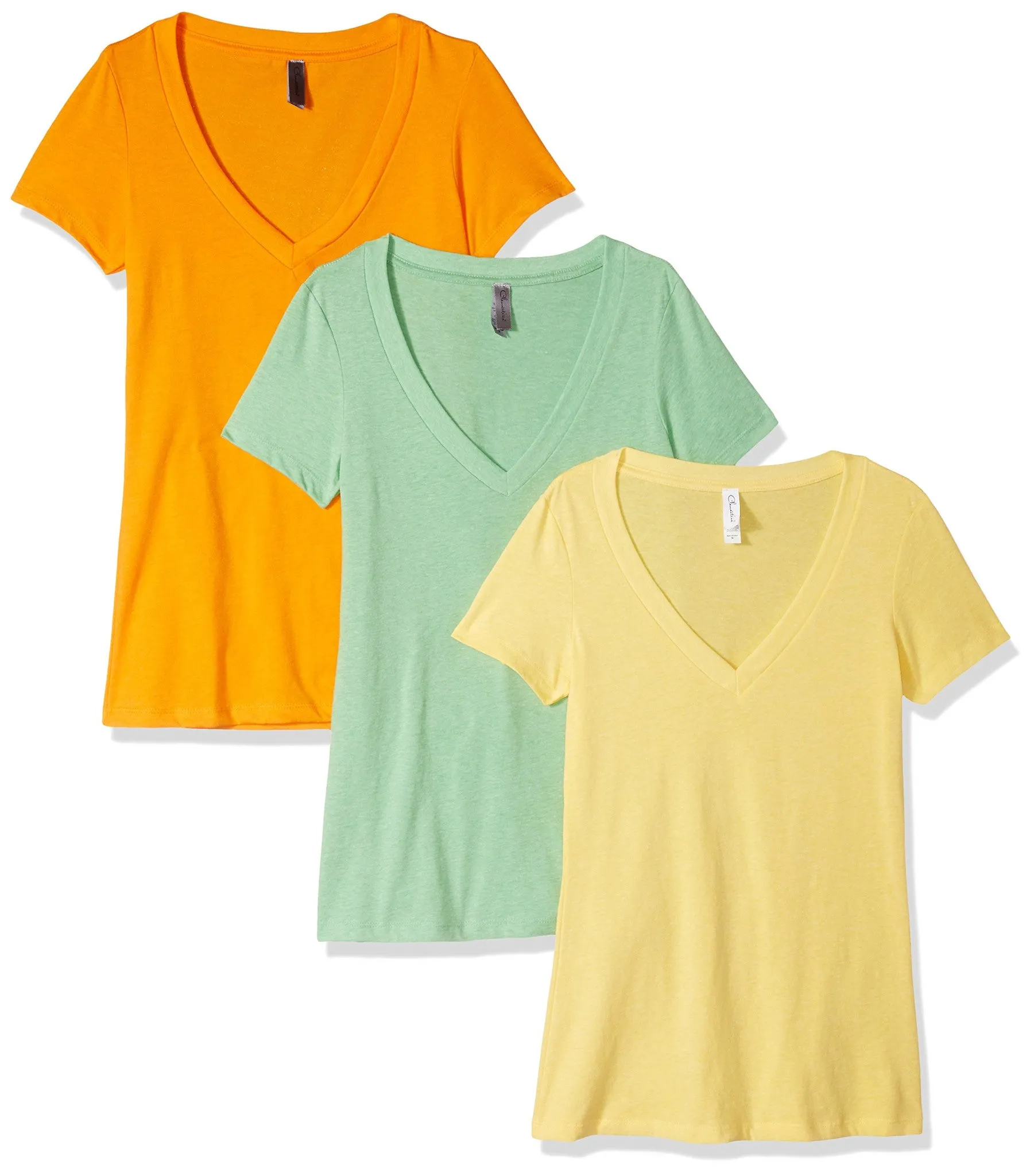 Clementine Women's Petite Plus Deep V Neck Tee (Pack of 3)