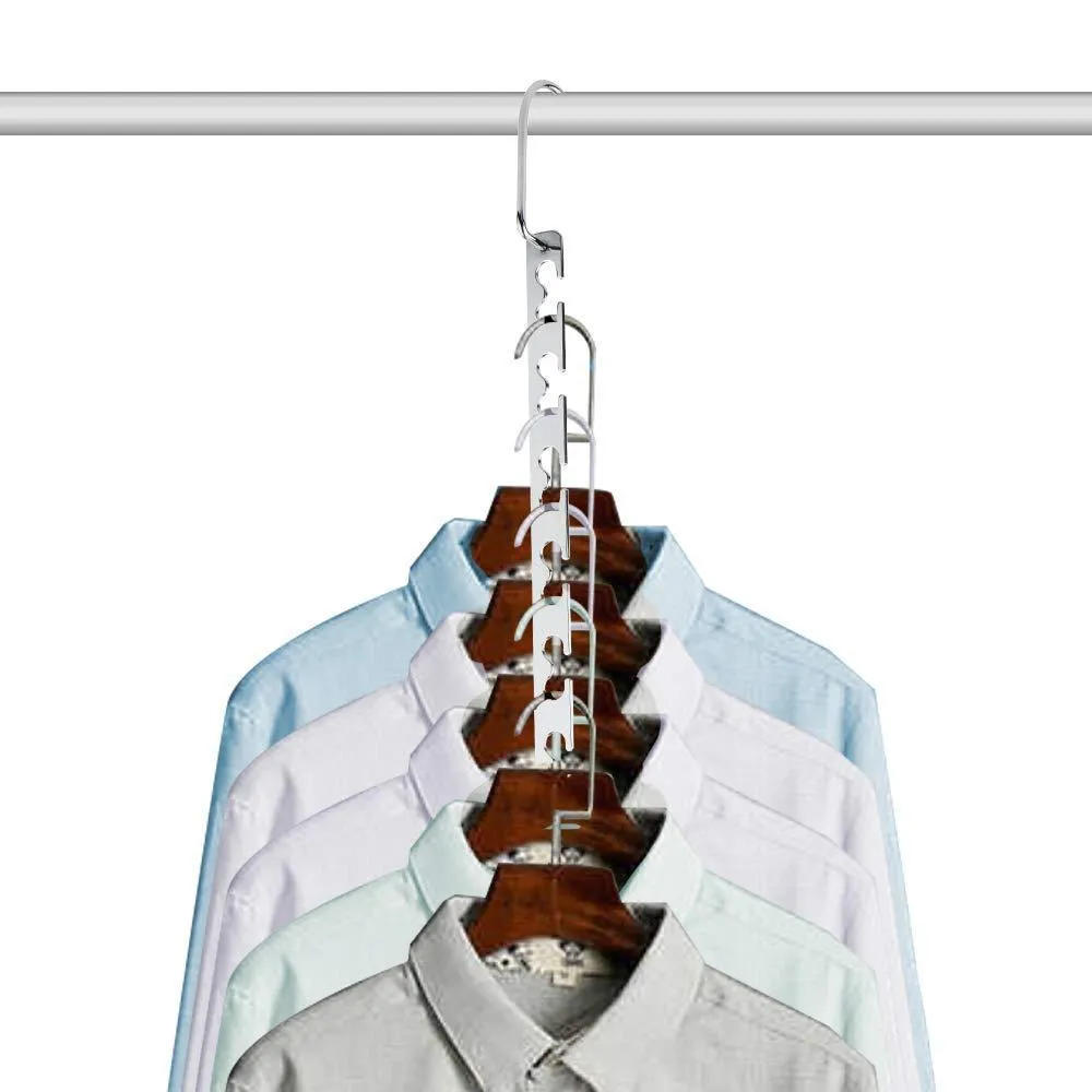 Closet Space Saving Hangers for Clothes Pants- 10.5 Inch Metal Wonder Hangers Stainless Steel Magic Cascading Hanger Updated Hook Design Closet Organizer Hanger