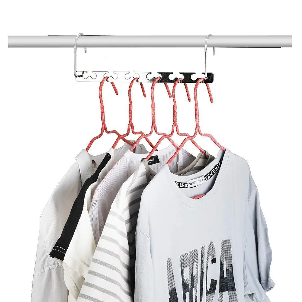 Closet Space Saving Hangers for Clothes Pants- 10.5 Inch Metal Wonder Hangers Stainless Steel Magic Cascading Hanger Updated Hook Design Closet Organizer Hanger