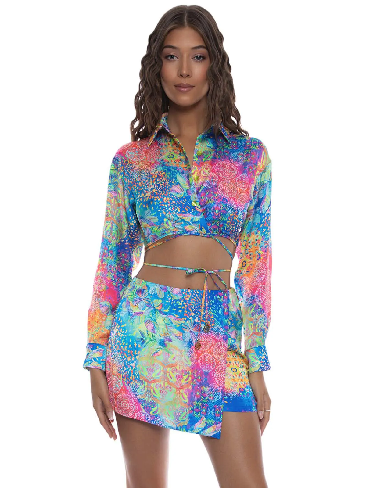 Collared Wrap Crop-Skort ::RET