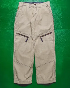 Contrast Stitch Tonal Beige Striped Cargo Pants (29)