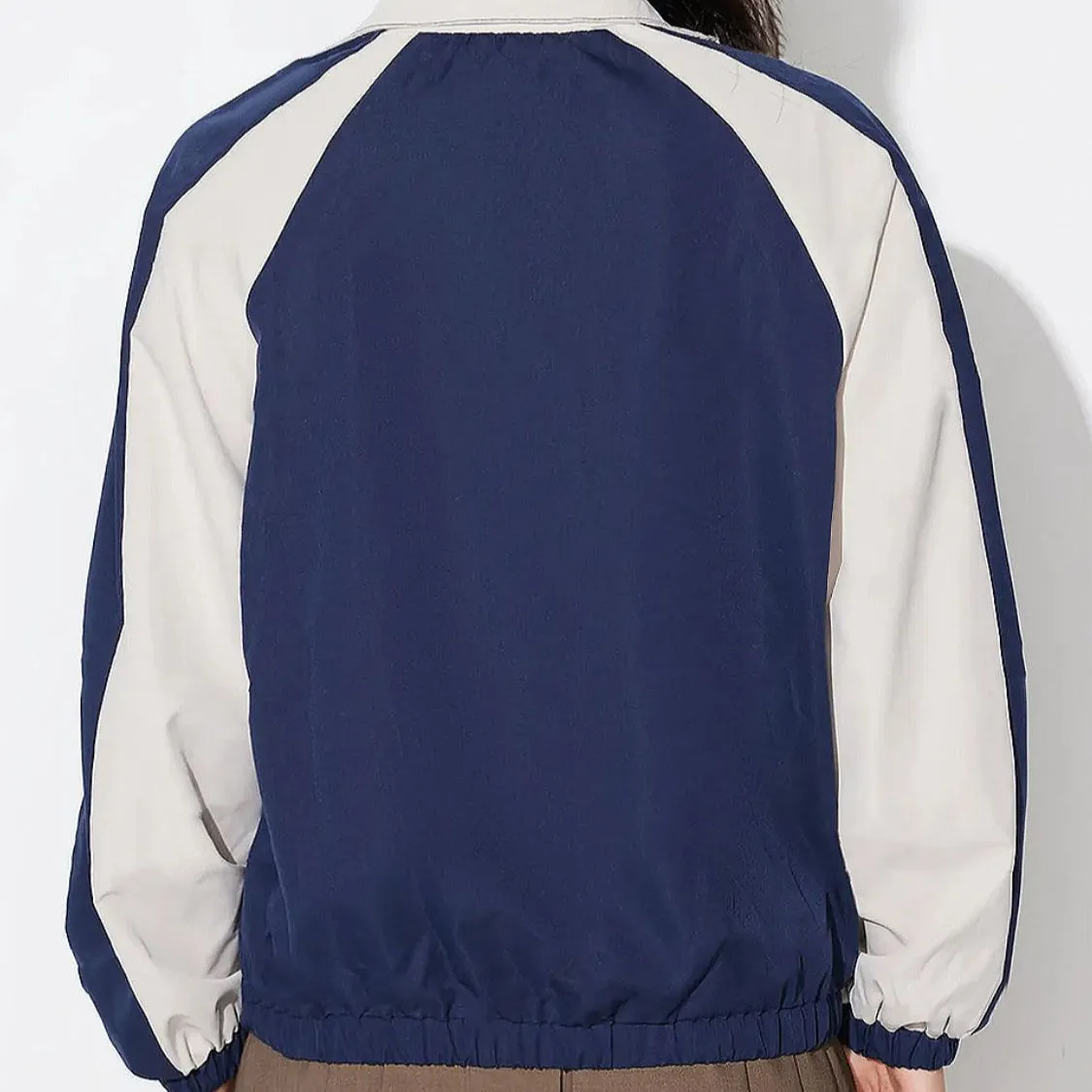 Contrast Zip Up Collared Neck Long Sleeve Jacket