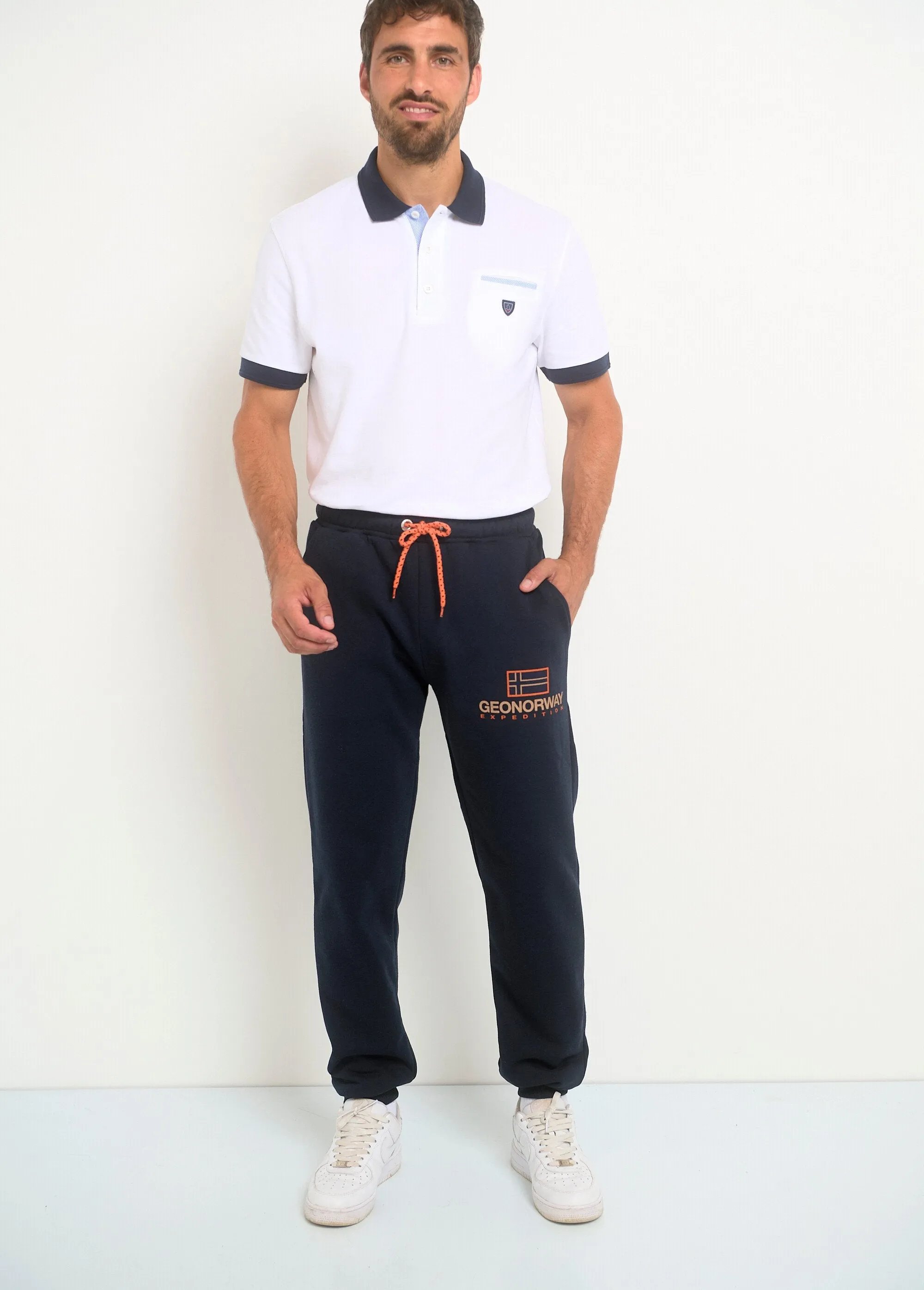 Contrasting tie jogging pants