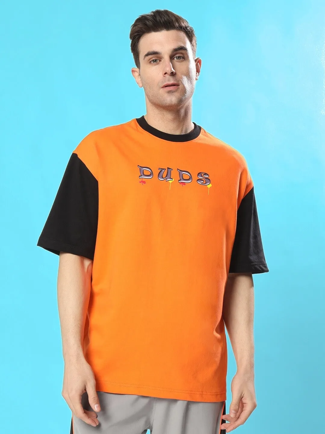 Cool Teddy Oversized T-Shirt (Orange-Black)