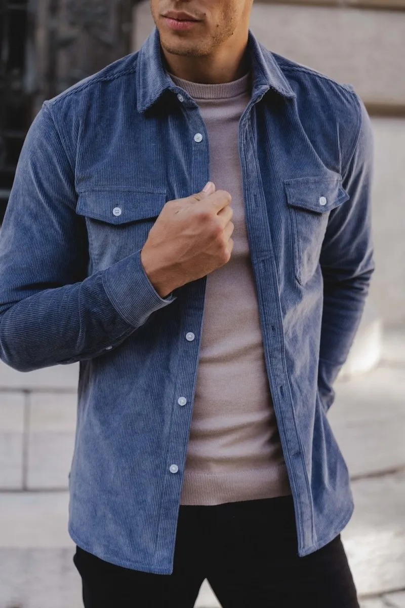 Cord Overshirt in Airforce Blue