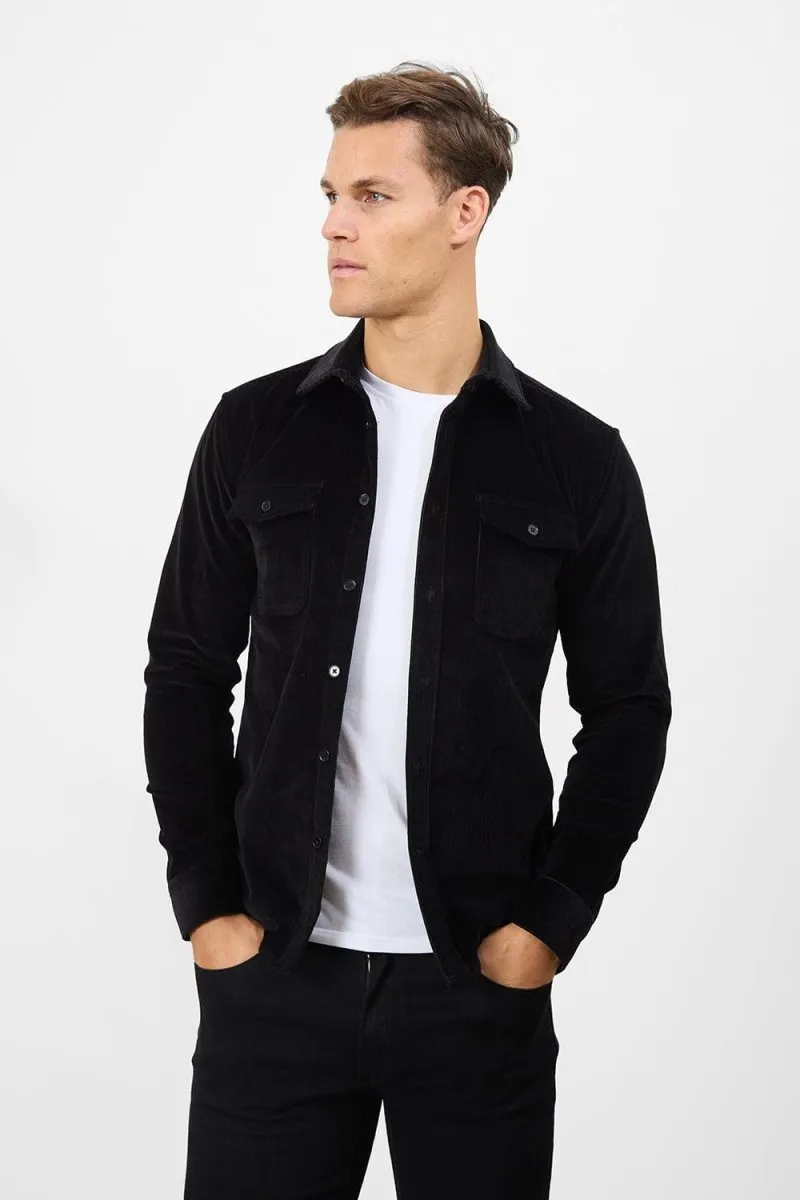 Cord Overshirt in Black