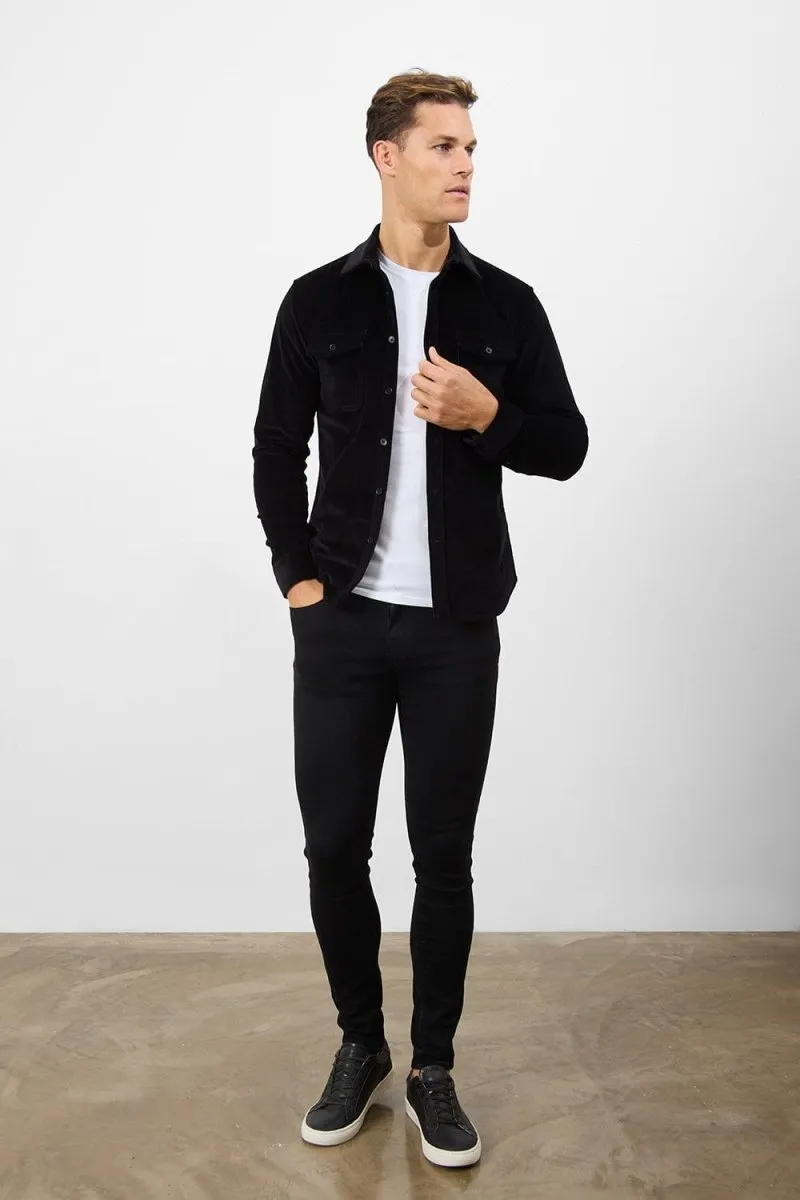 Cord Overshirt in Black