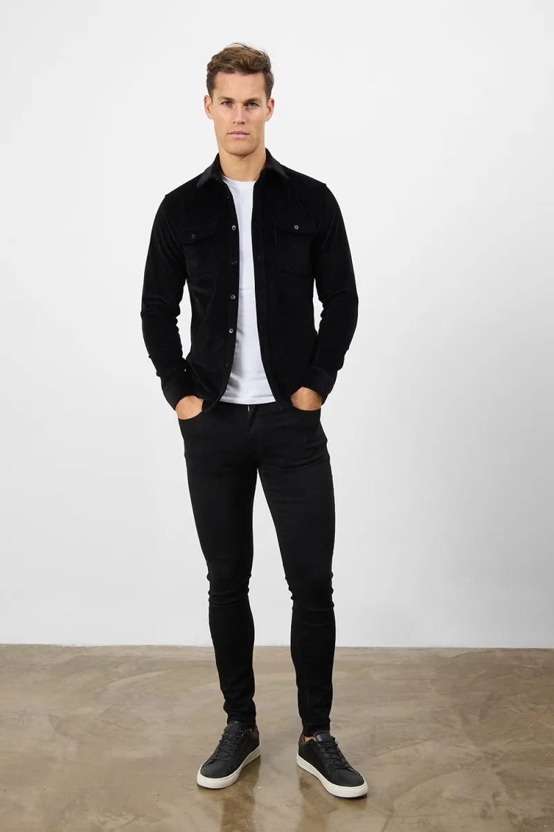 Cord Overshirt in Black