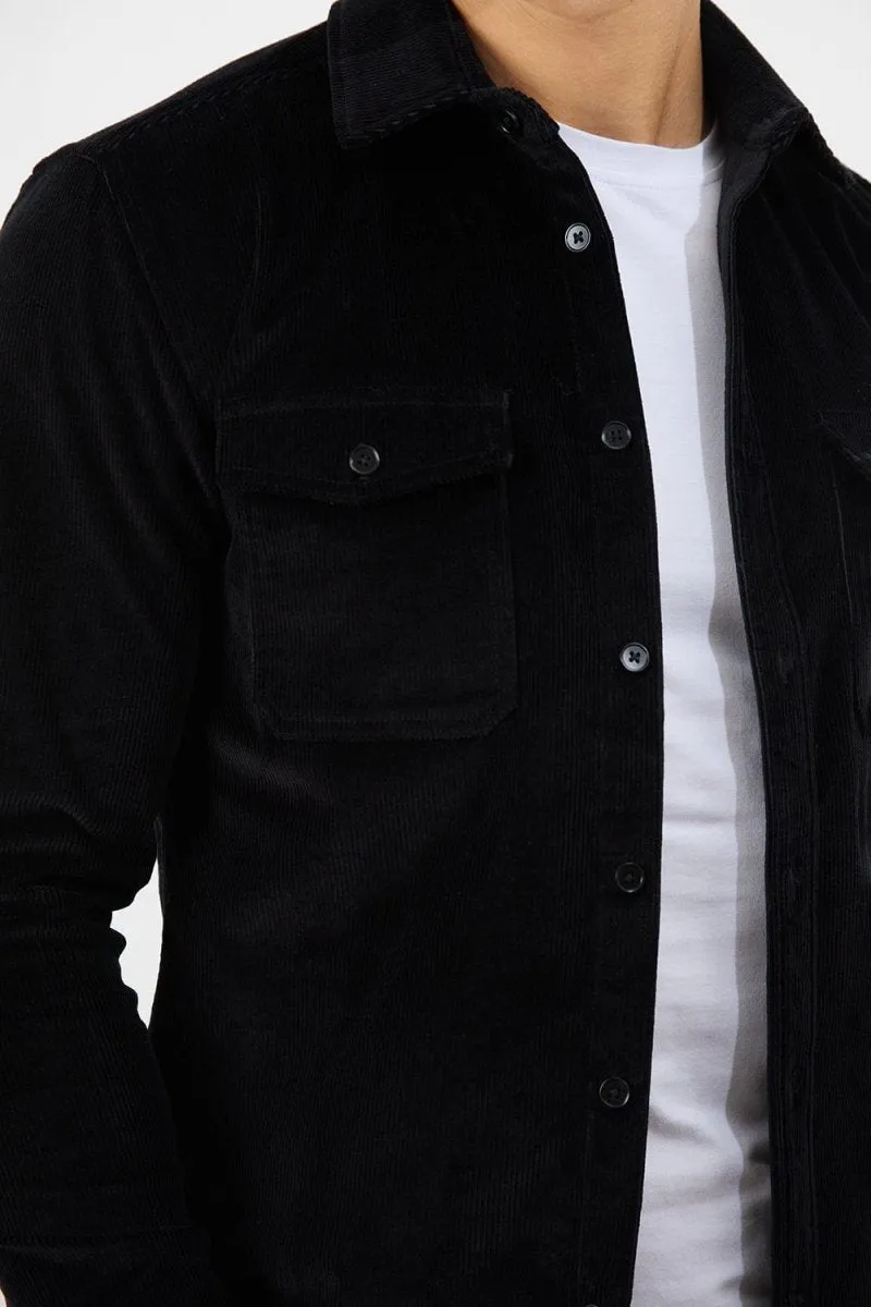 Cord Overshirt in Black