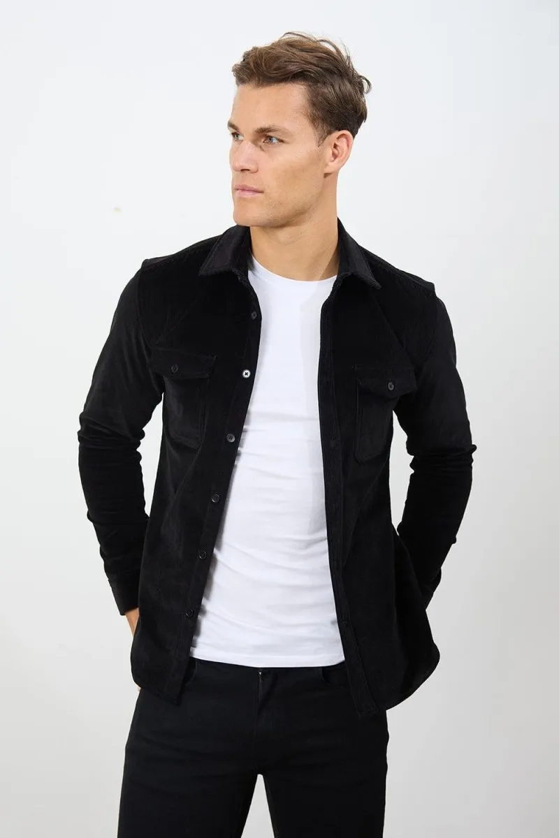 Cord Overshirt in Black
