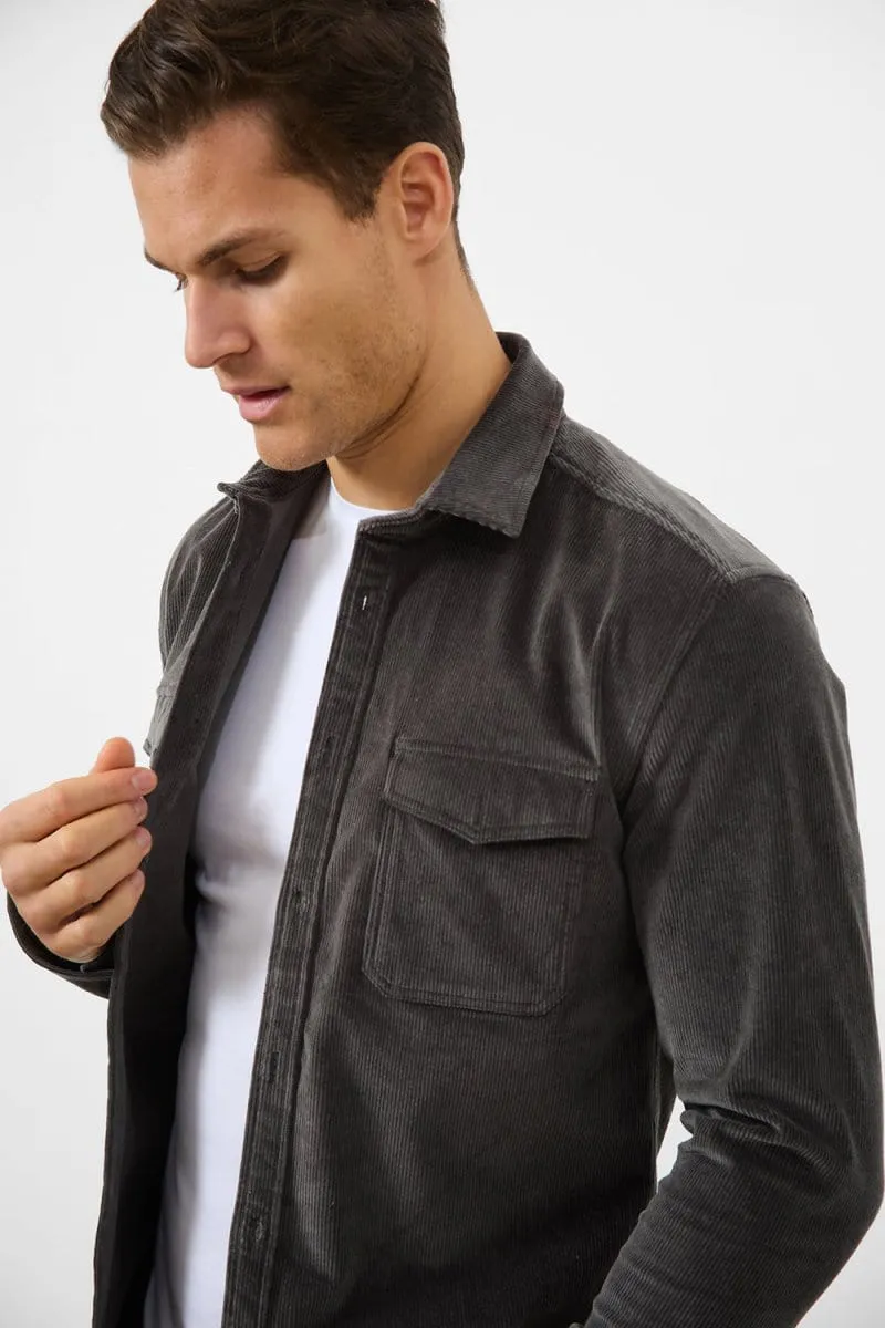 Cord Overshirt in Charcoal
