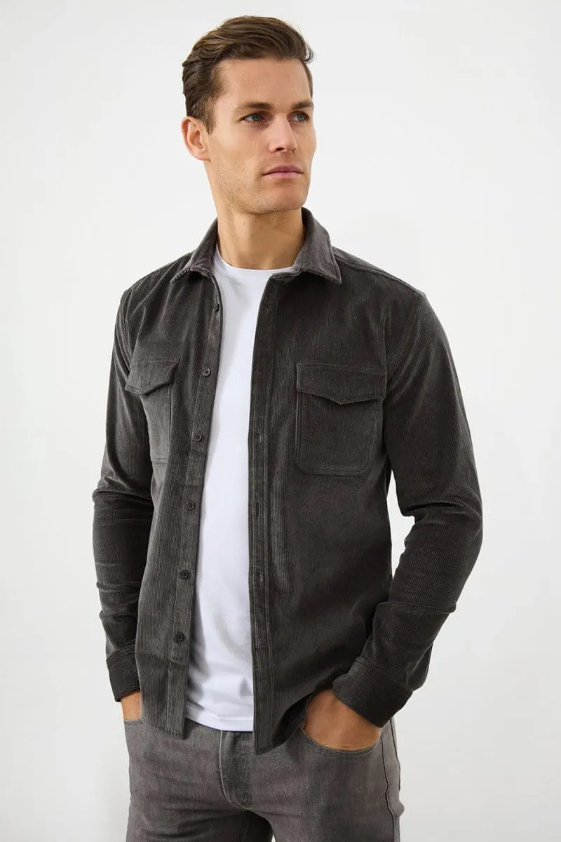 Cord Overshirt in Charcoal