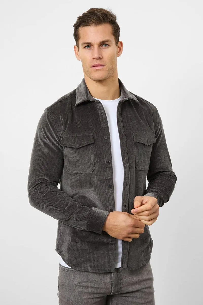 Cord Overshirt in Charcoal