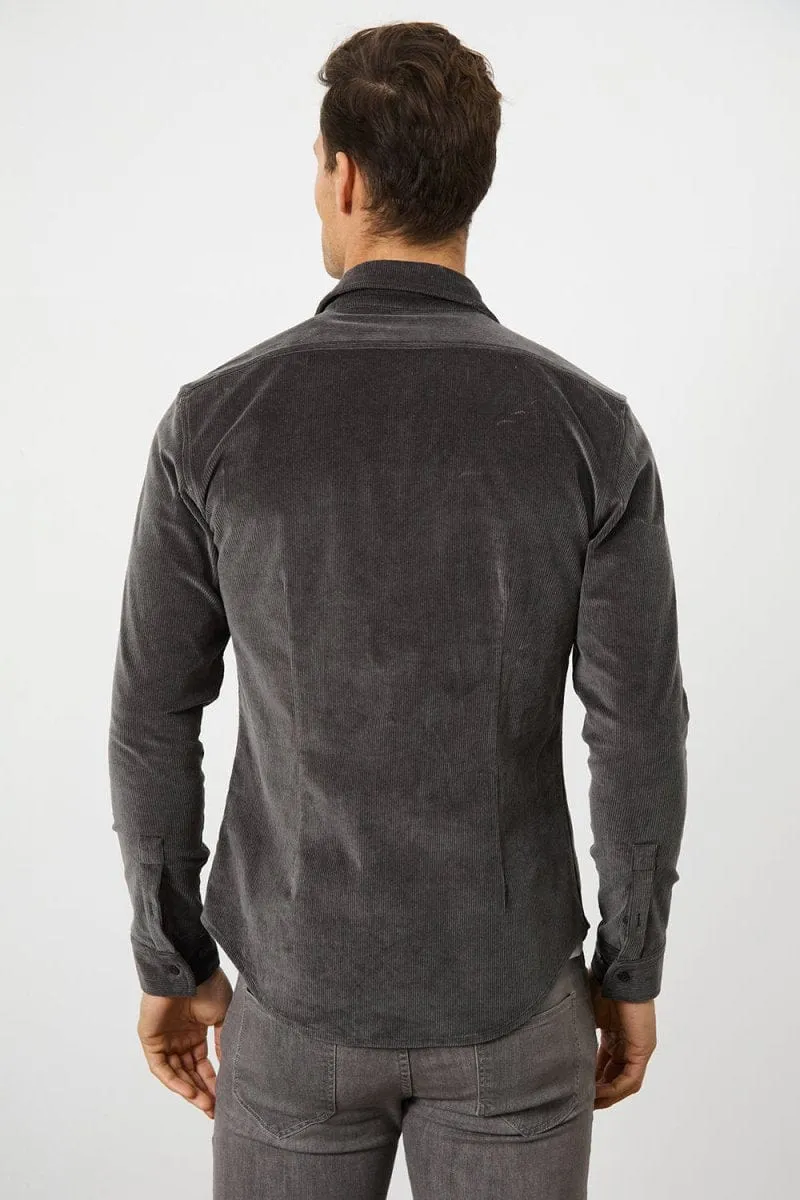 Cord Overshirt in Charcoal