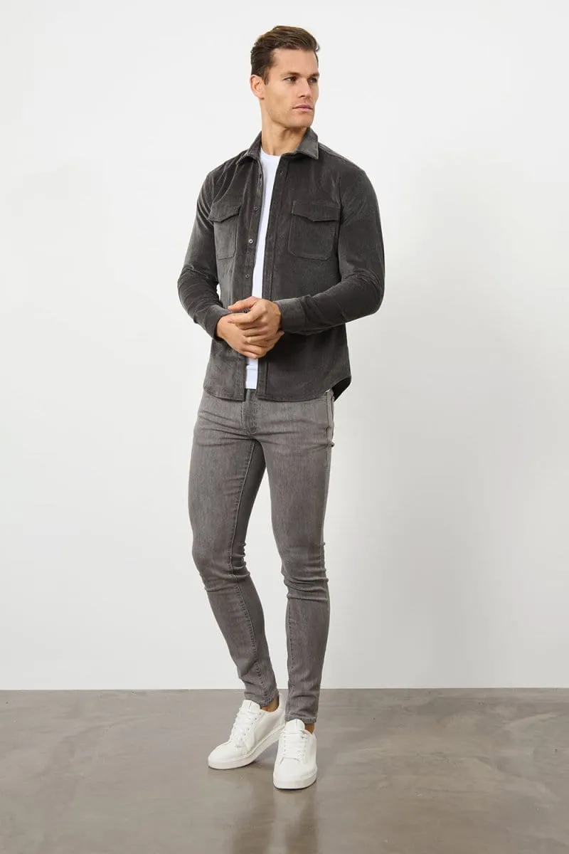 Cord Overshirt in Charcoal